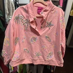 QUEEN OF SPARKLES Pink Embellished Top